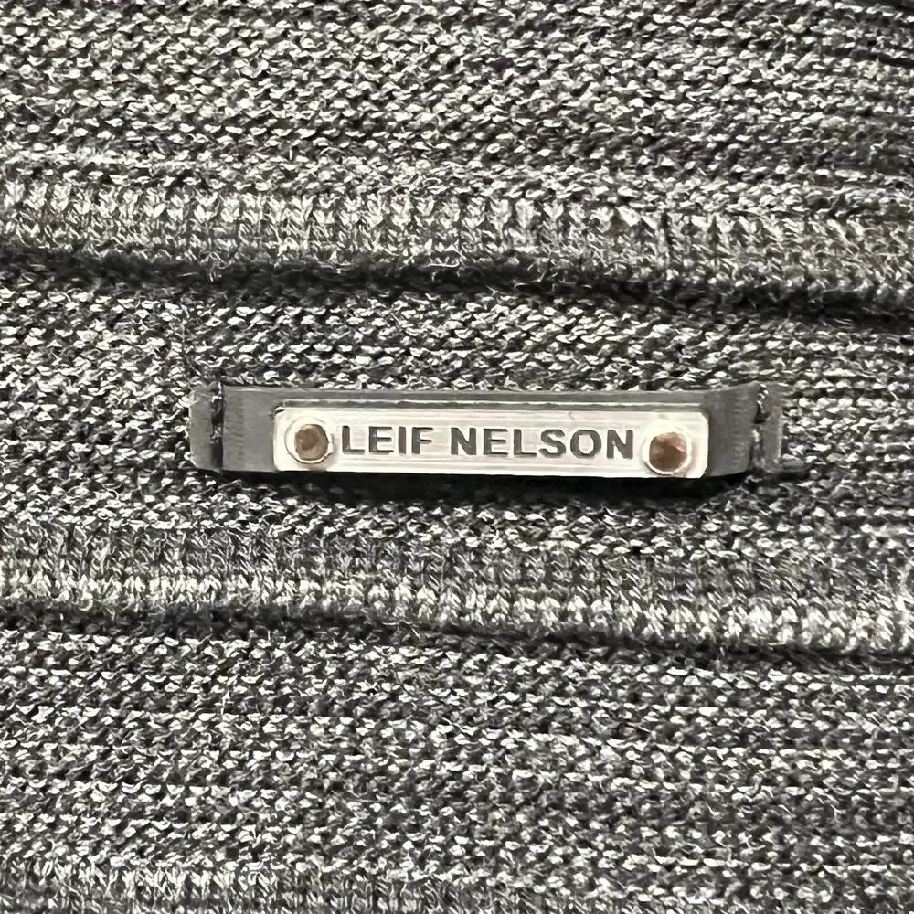 Leif Nelson Cable Knit Sweater Shawl Collar Funnel Neck Gray Techwear Streetwear